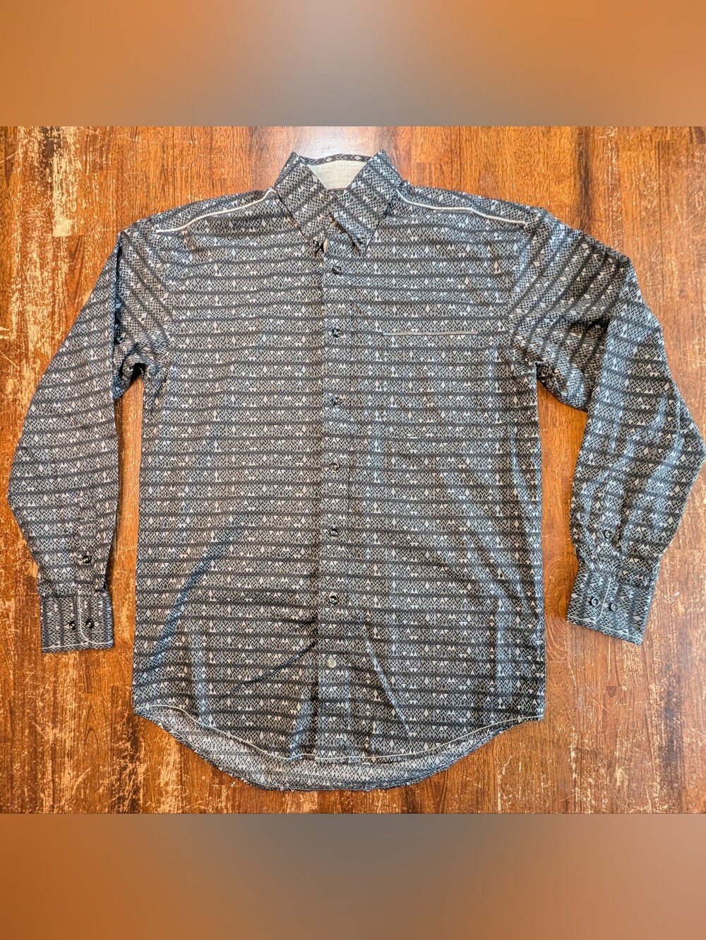 Panhandle Rough Stock Button Up Shirt Mens Small Black Geometric Lightweight Top